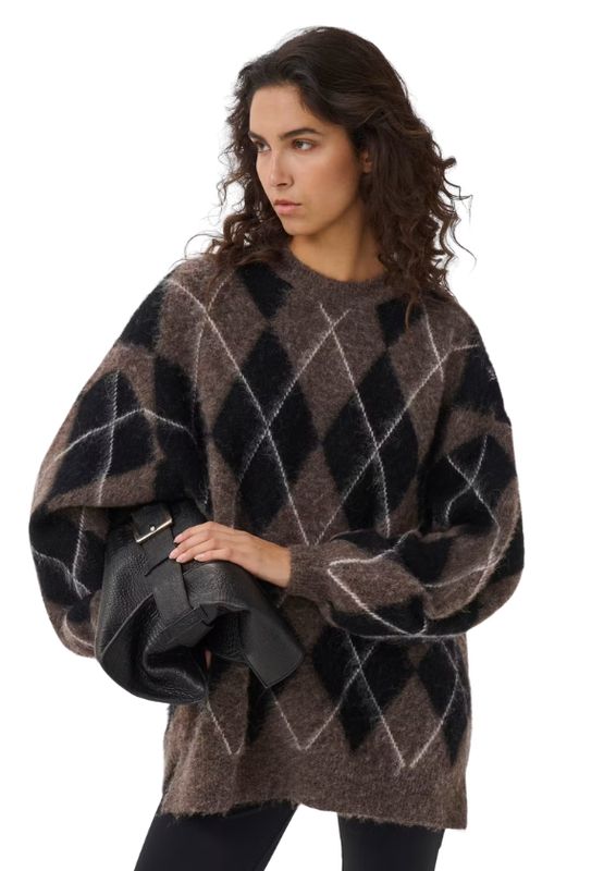 Gestuz GZsida Pullover Black Chestnut Ivory Multi Color