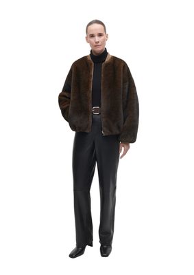 Studio AR Etta Faux Fur Bomber Jacket Olive Studio AR Etta Faux Fur Bomber Jacket Olive