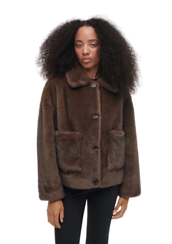 Studio AR FAJE Reversible Faux Fur Jacket Choco