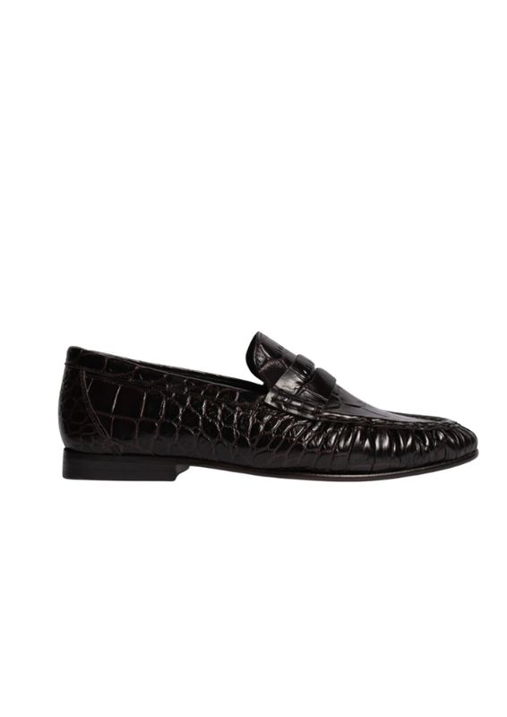 Posa Penny Loafer Wrinkle Croco Burgundy