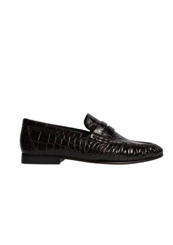 Posa Penny Loafer Wrinkle Croco Burgundy, Maat: 37