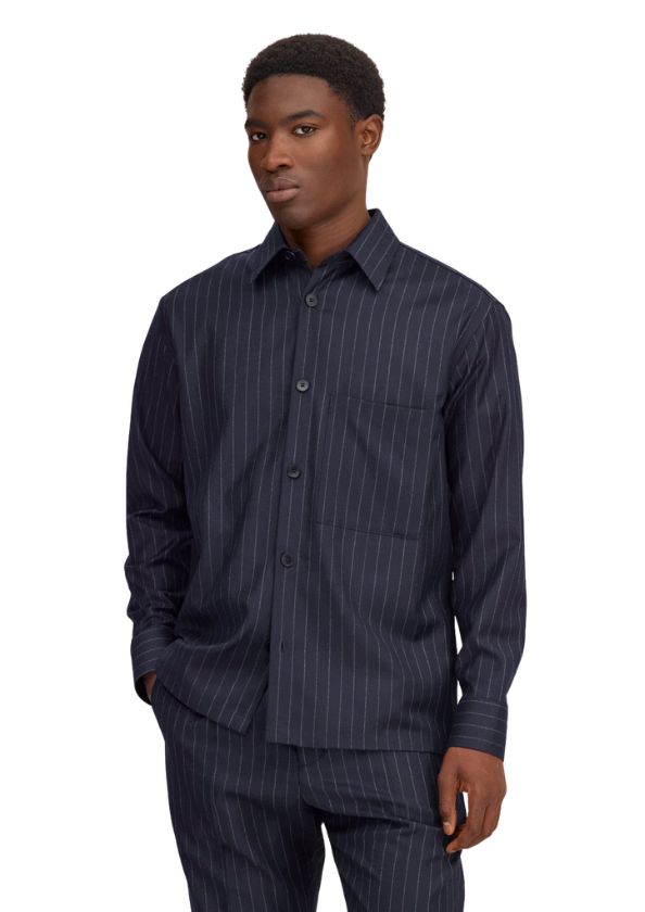 NN07 Freddy Casual flannel overshirt Navy Stripe NN07 Freddy Casual flannel overshirt Navy Stripe, Maat: M