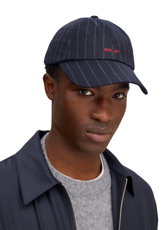 NN07 Base Flannel cap Navy Stripe