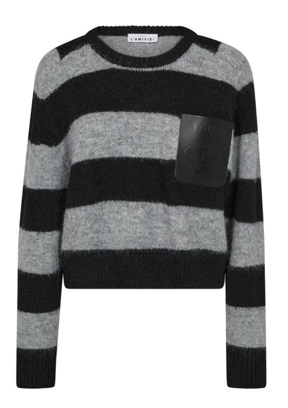Haute L'Amitié Darcia Stripe Crop Pocket Knit