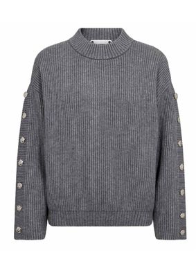 Co'Couture RowCC Button Sleeve Knit Grey Melange Co'Couture RowCC Button Sleeve Knit Grey Melange