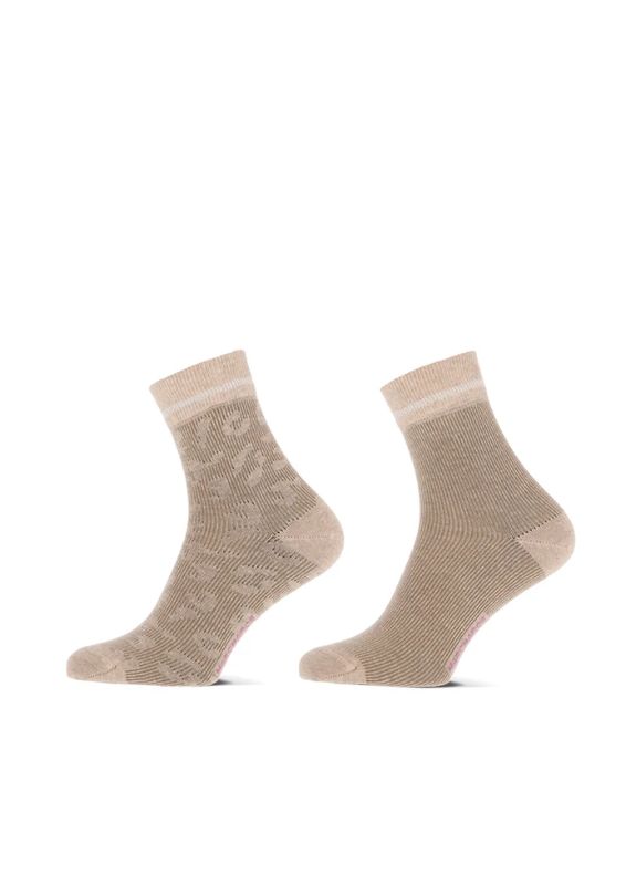 MarcMarcs Women Short Socks Teddy 2-Pack Beige Melange
