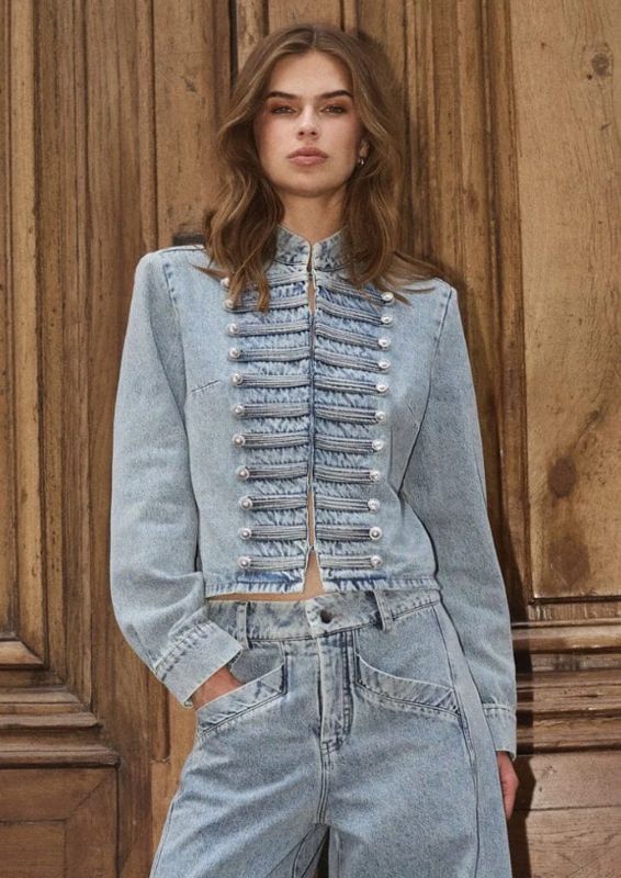 Co'Couture JacksonCC Officer Denim Jacket Bleach Denim