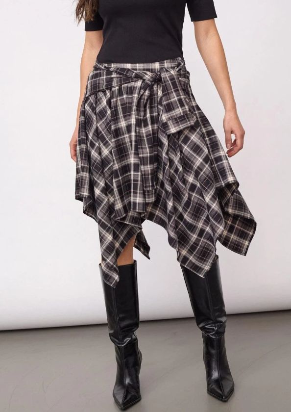 Co'Couture DagnyCC Check Tie Skirt Black