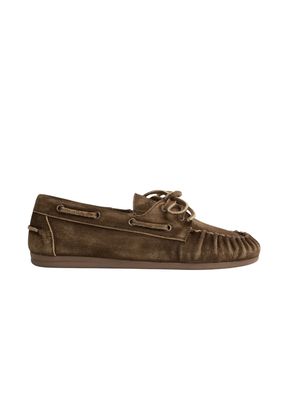 Posa Boat Loafer Wrinkle Brushed Suede Dark brown