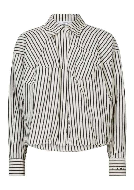 Haute L'Amitie Sophie Mono Stripe Stone Shirt Off White Black