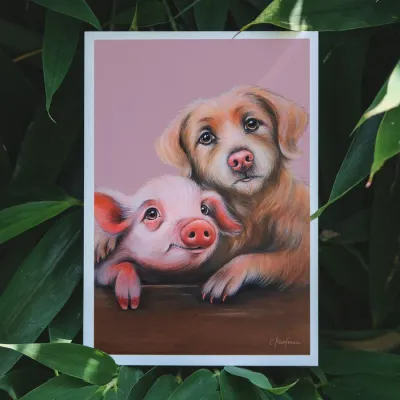 Postkarte Freunde vegan