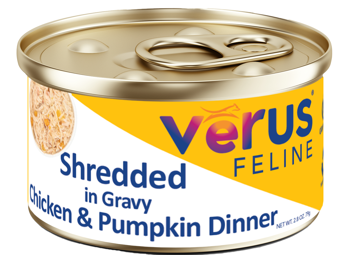 VERUS CAT 2.8OZ SHREDDED IN GRAVY CHICKEN &amp; PUMPKIN