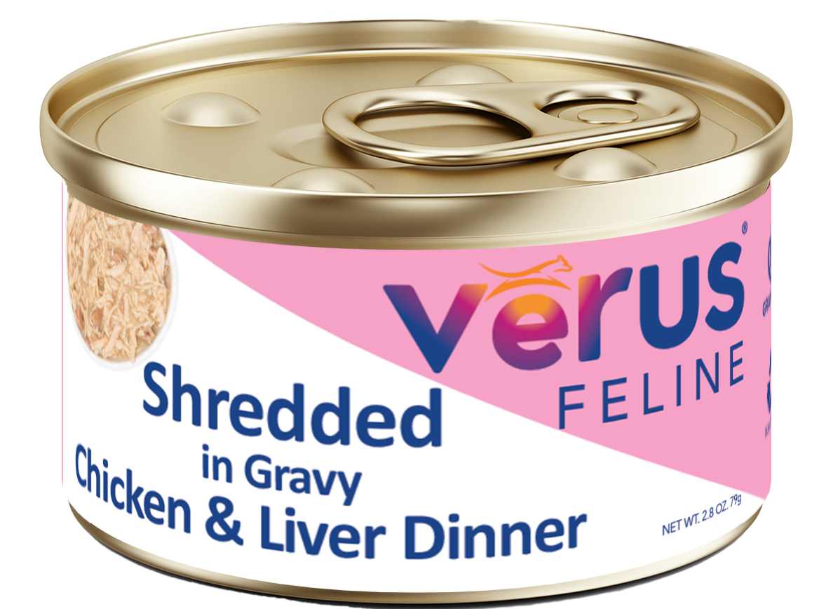 VERUS CAT 2.8OZ SHREDDED IN GRAVY CHICKEN &amp; LIVER