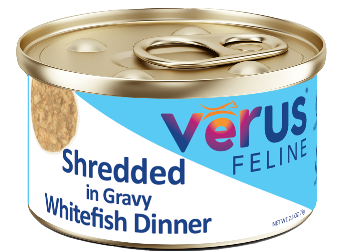 VERUS CAT 2.8OZ SHREDDED IN GRAVY WHITEFISH