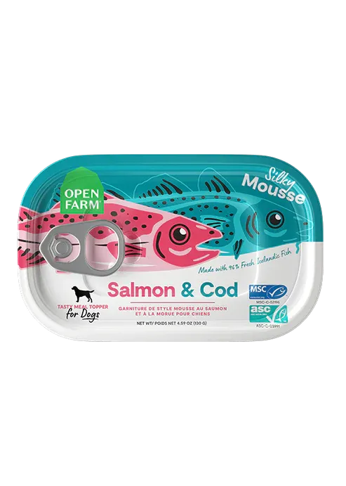 OPEN FARM DOG 4.59OZ MEAL TOPPER SALMON COD MOUSSE
