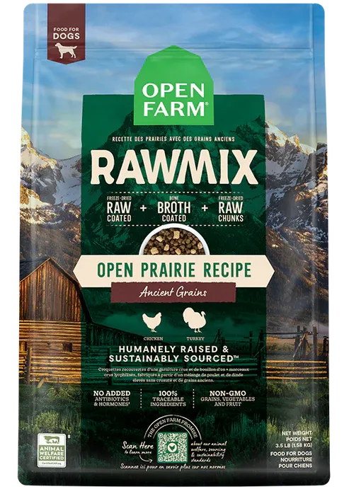 OPEN FARM DOG 20# ANCIENT GRAIN RAW MIX PRAIRIE