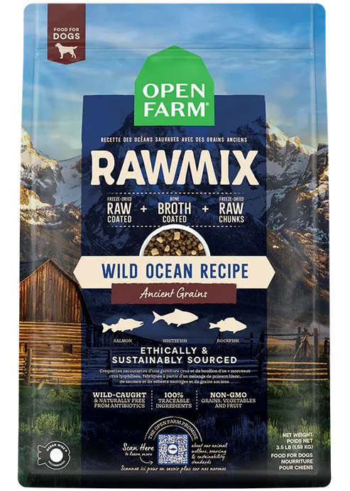 OPEN FARM DOG 20# GF RAW MIX WILD OCEAN