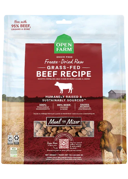 OPEN FARM DOG 22OZ FREEZE DRIED GRASS FED BEEF