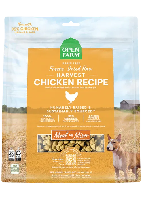 OPEN FARM DOG 22OZ FREEZE DRIED HARVEST CHICKEN