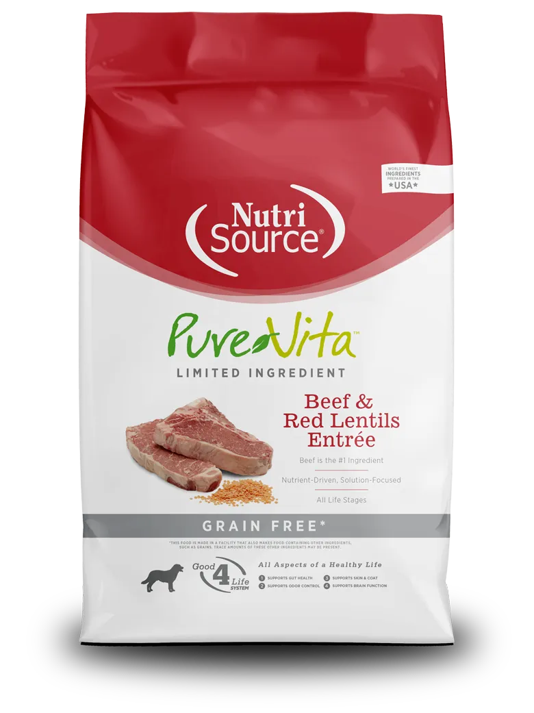 NUTRISOURCE DOG 12# PURE VITA GF BEEF LENTILS