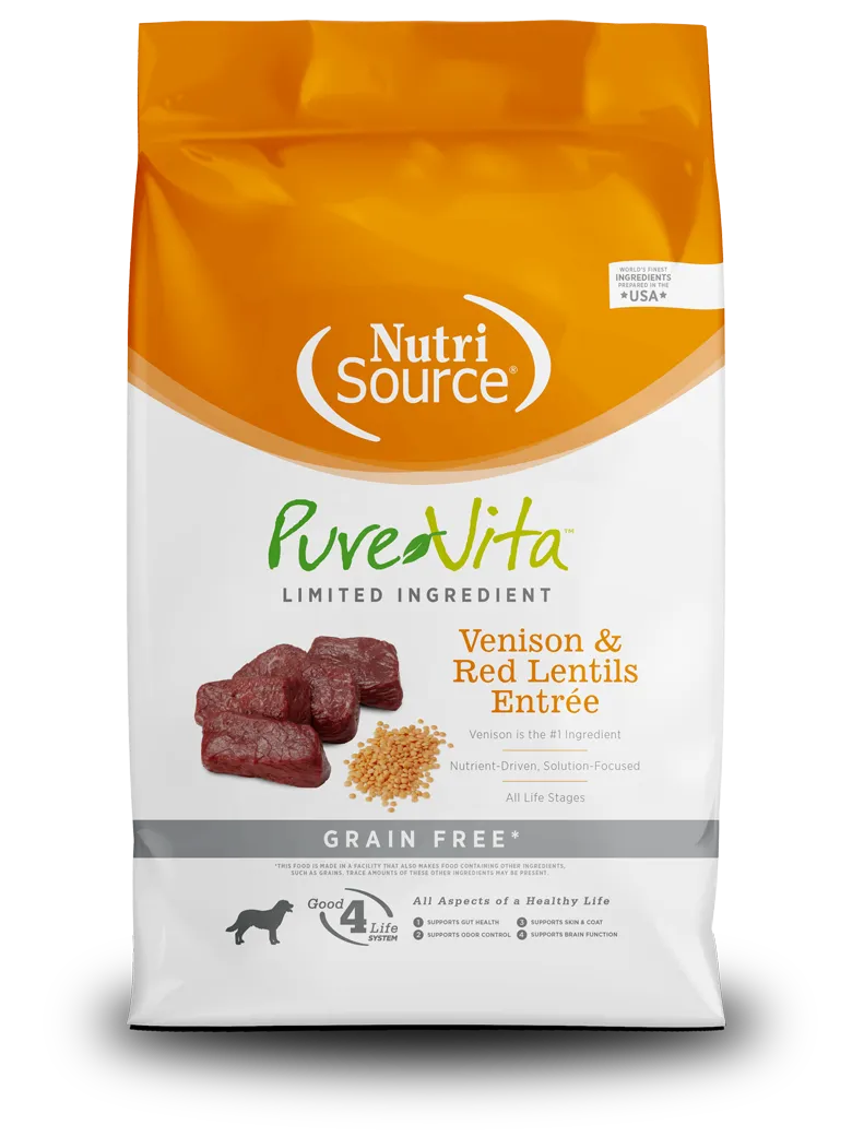 NUTRISOURCE DOG 12# PURE VITA  GF VENISON LENTIL