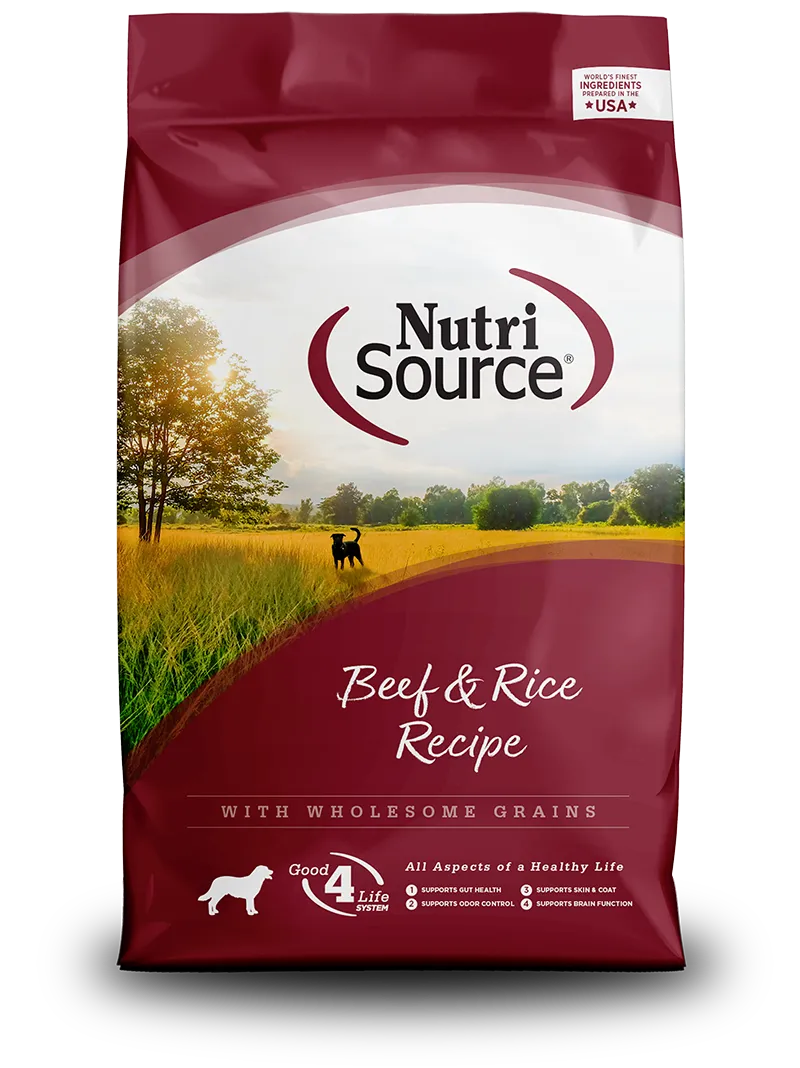 NUTRISOURCE DOG 26# BEEF BROWN RICE
