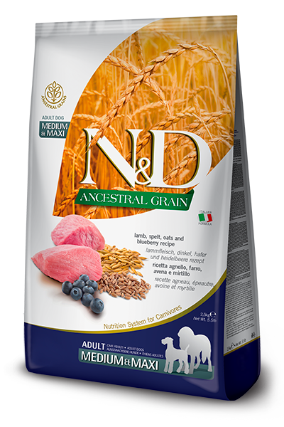 N&amp;D 26.5# ANCESTRIAL GRAIN LAMB &amp; BLUEBERRY MED/MAX