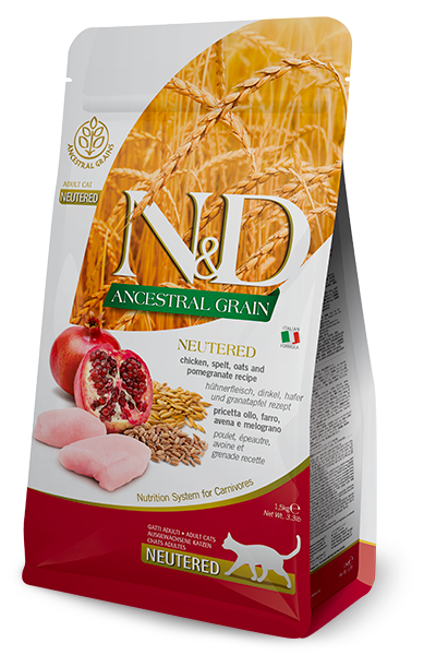 N&amp;D CAT ANCESTRAL GRAIN NEUTERED CHICKEN &amp; POM 3.3#