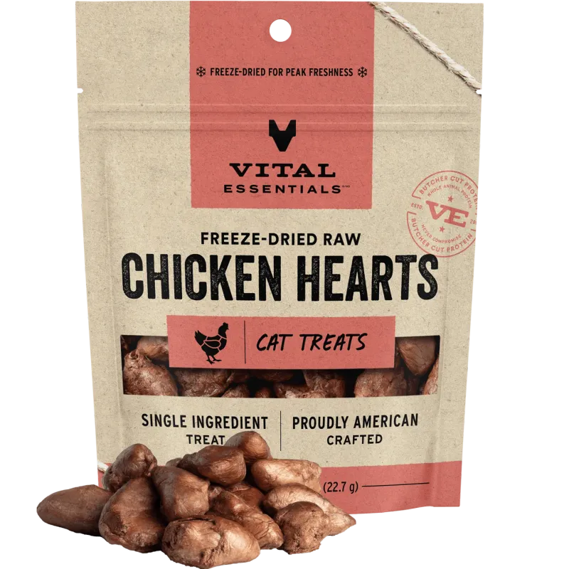 VITAL ESSENTIALS CAT 0.8OZ CHICKEN HEARTS