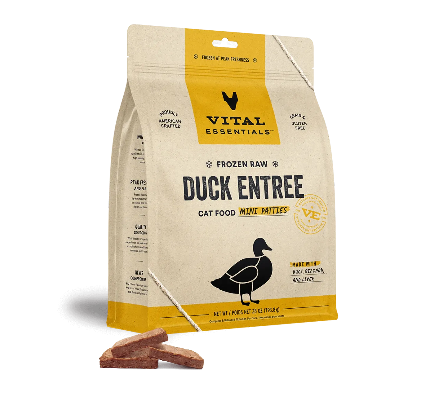 VITAL ESSENTIALS CAT 28OZ FROZEN DUCK MINI PATTIES
