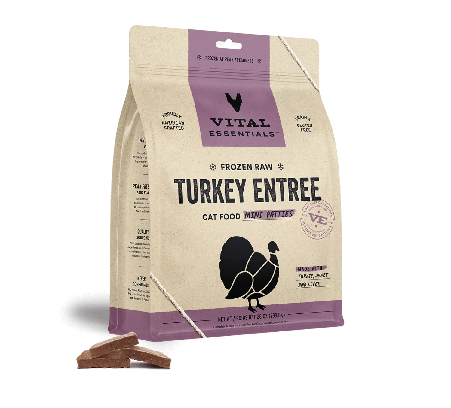 VITAL ESSENTIALS CAT 28OZ FROZEN TURKEY