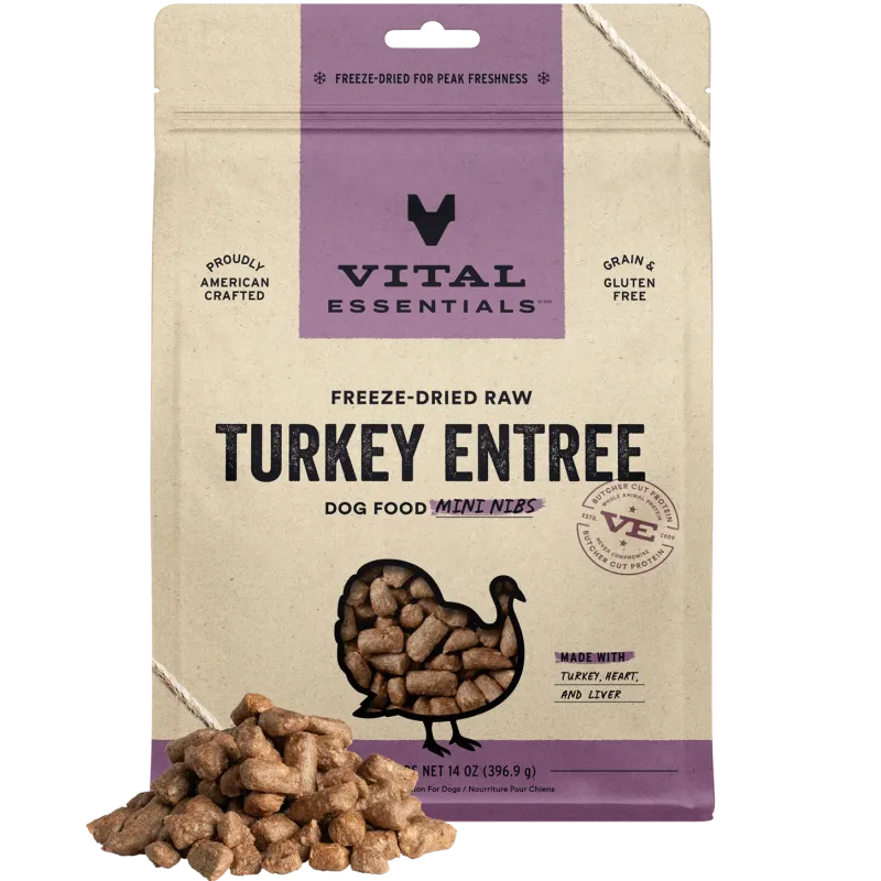 VITAL ESSENTIALS DOG 14OZ FREEZE DRIED TURKEY ENTREE