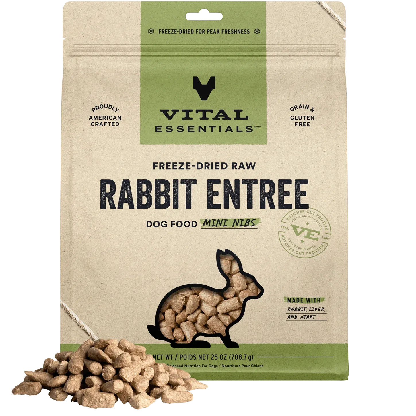 VITAL ESSENTIALS DOG 14OZ FREEZED DRIED RABBIT ENTREE