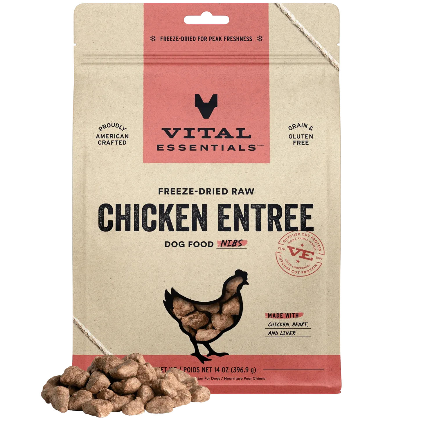 VITAL ESSENTIALS DOG 14OZ FREEZE DRIED CHICKEN ENTREE