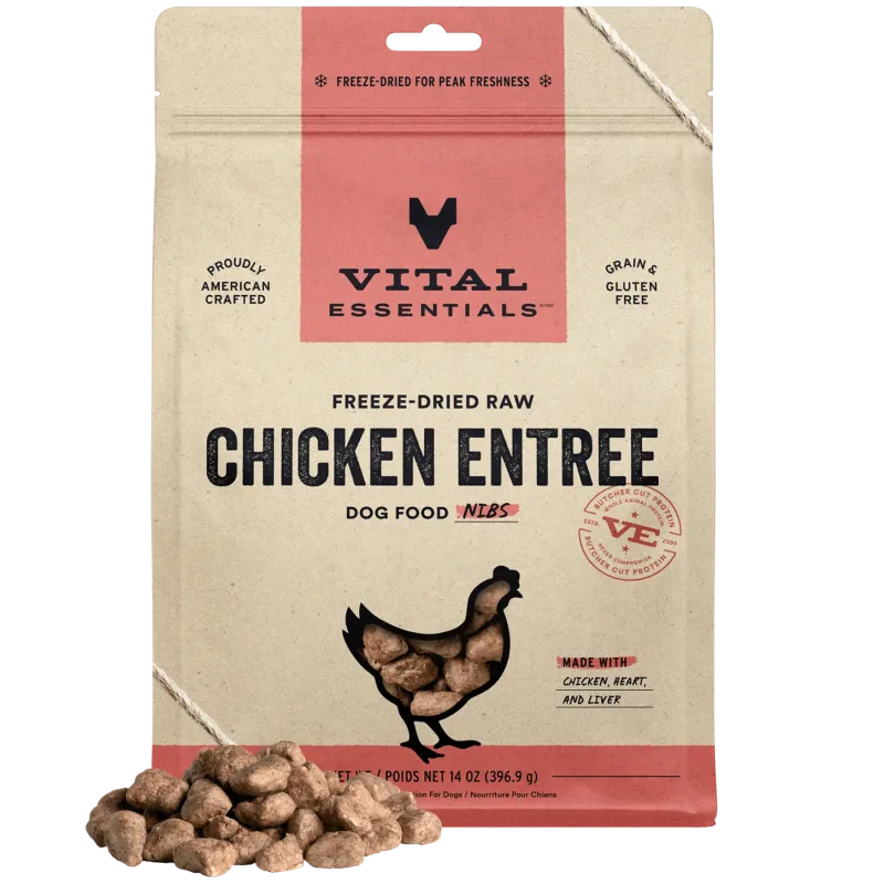 VITAL ESSENTIALS DOG 14OZ FREEZE DRIED CHICKEN ENTREE