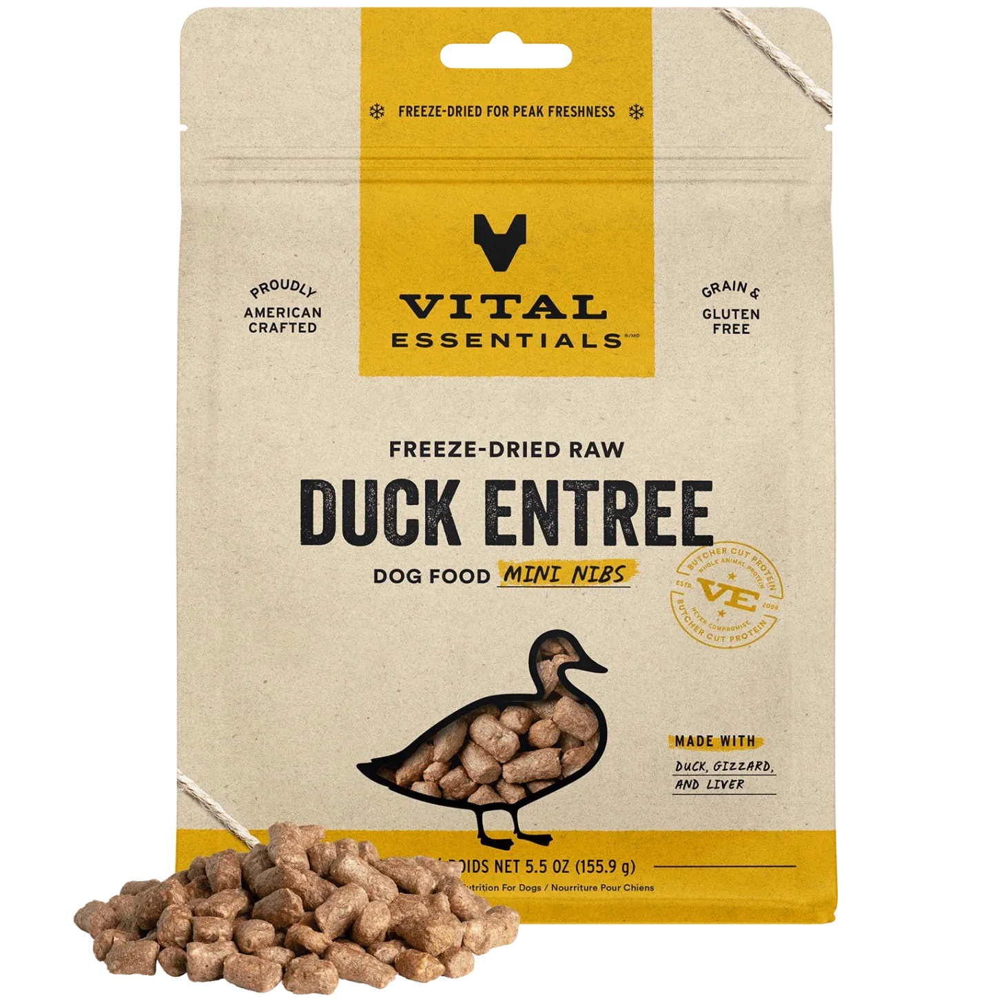 VITAL ESSENTIALS DOG 14OZ FREEZE DRIED DUCK ENTREE