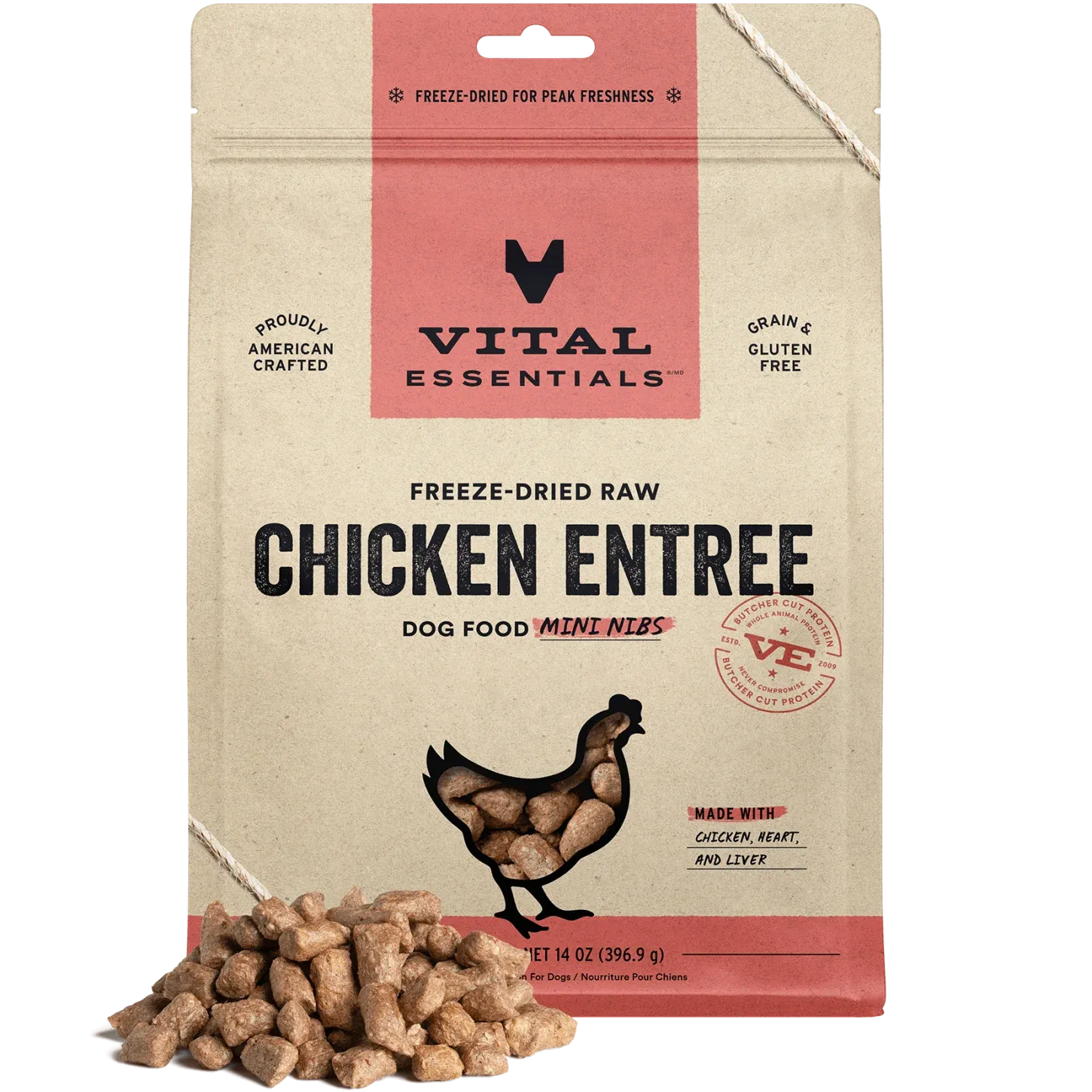 VITAL ESSENTIALS DOG 25OZ FREEZE DRIED CHICKEN ENTREE