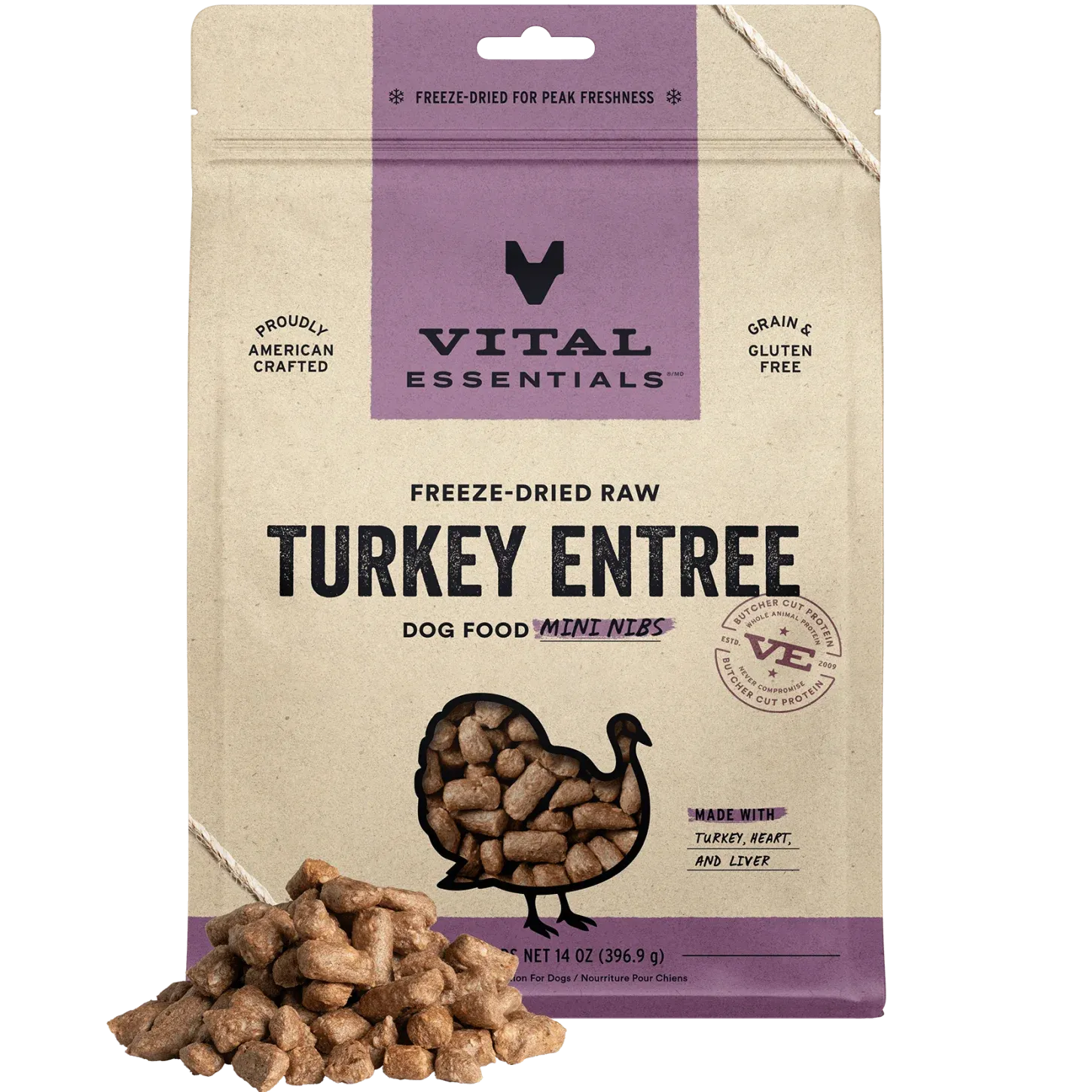 VITAL ESSENTIALS DOG 25OZ FREEZE DRIED TURKEY ENTREE