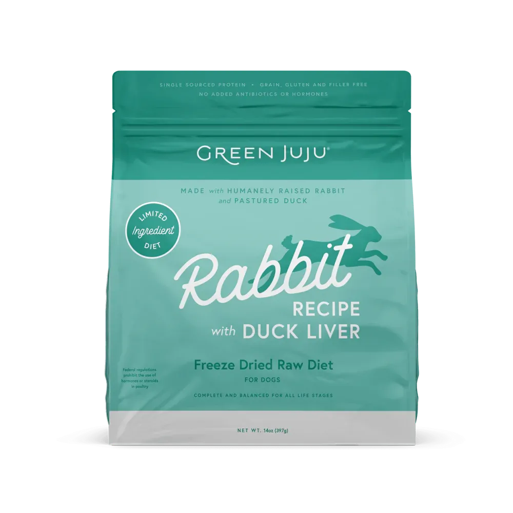 GREEN JUJU DOG 14OZ FREEZE DRIED RAW RABBIT DUCK