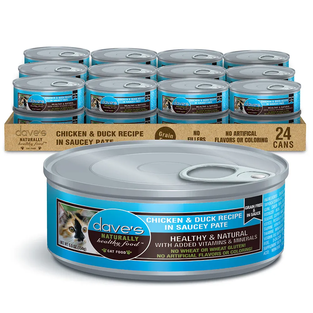 DAVE&#39;S CAT 5.5OZ CHICKEN &amp; DUCK IN SAUCEY PATE