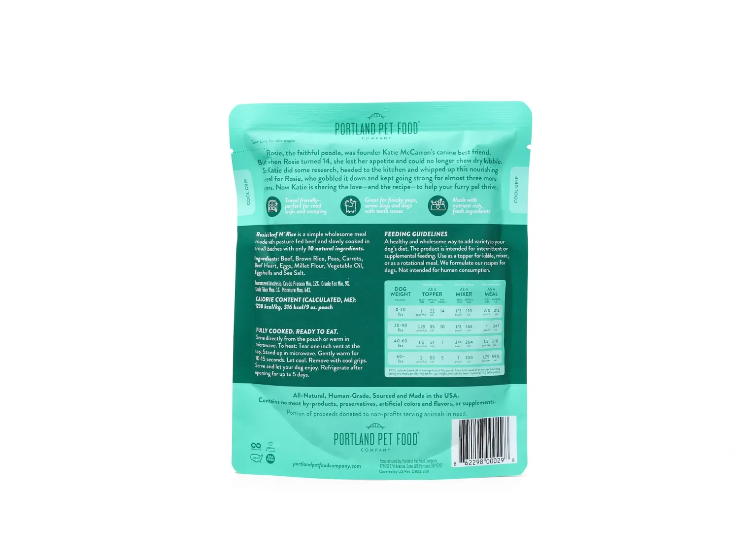 PORTLAND PET FOOD DOG 9OZ ROSIE&#39;S BEEF &amp; RICE