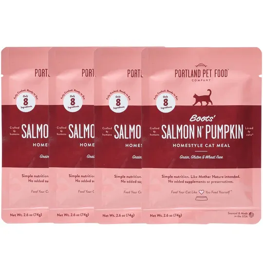 PORTLAND PET FOOD CAT BOOTS&#39; SALMON/PUMPKIN TOPPER 2.6OZ