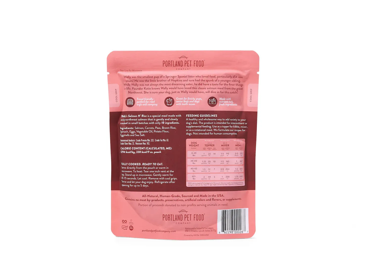 PORTLAND PET FOOD DOG WALLY&#39;S SALMON N&#39; RICE DOG MEAL 9OZ
