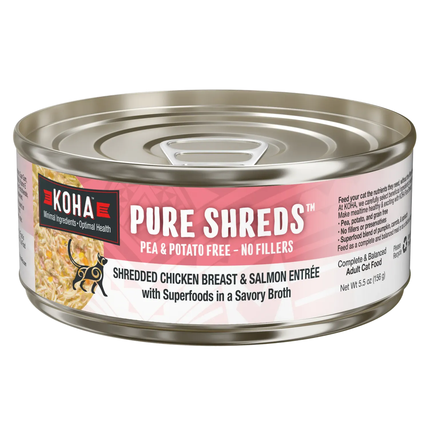 KOHA CAT 2.8OZ  PURE SHREDS CHICKEN &amp; SALMON