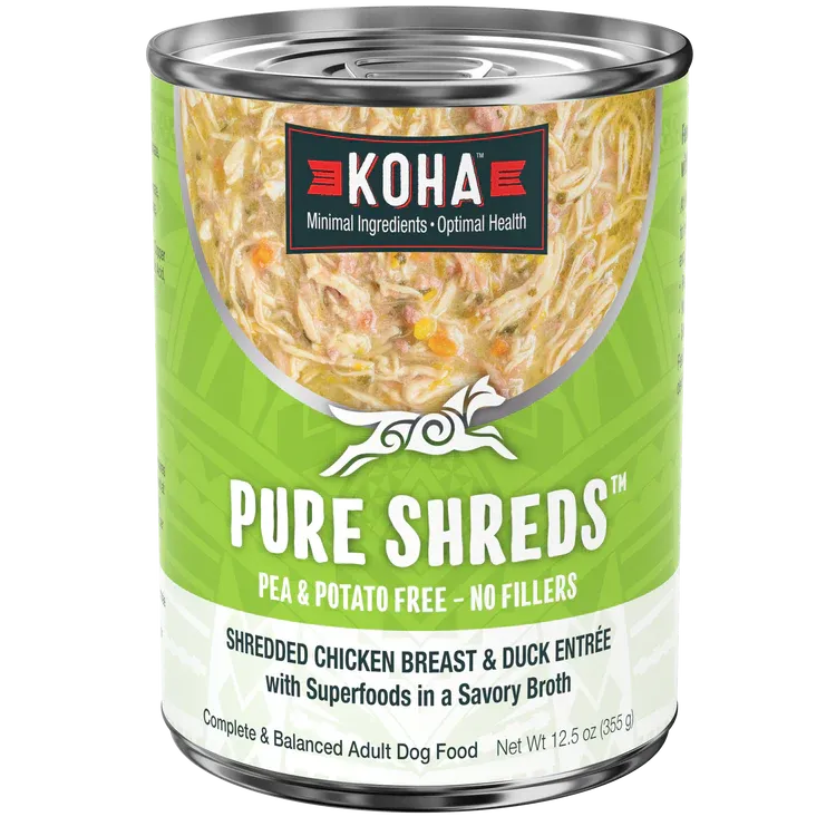 KOHA DOG 12.5OZ SHREDDED CHICKEN &amp; DUCK