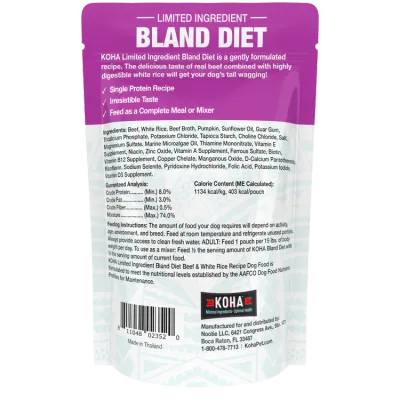 KOHA DOG 12.5OZ BLAND DIET BEEF, RICE, PUMPKIN