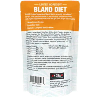 KOHA DOG 12.5OZ BLAND DIET CHICKEN, RICE, PUMPKIN