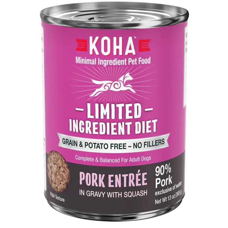 KOHA DOG 13OZ GF LIMITED INGREDIENT 90% PORK