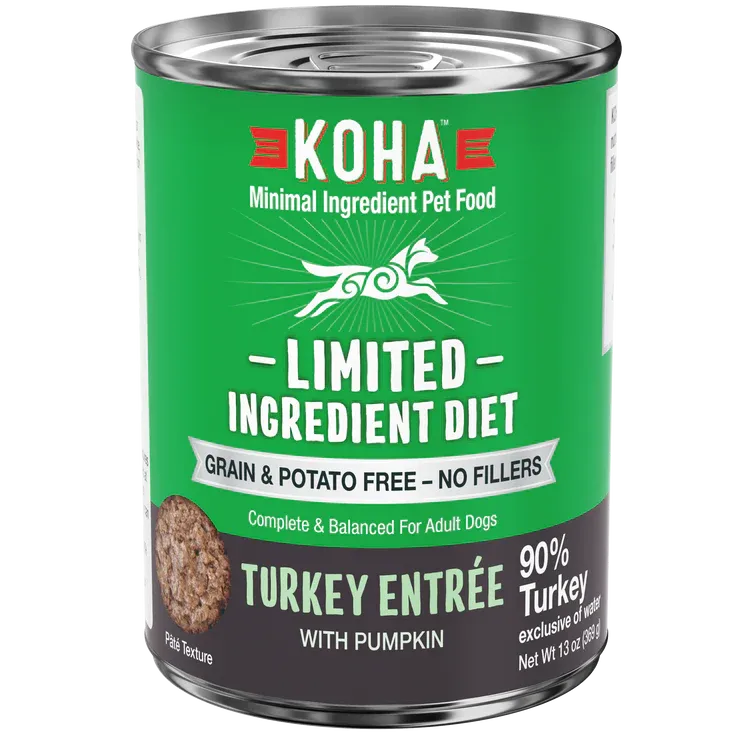 KOHA DOG 13OZ GF LIMITED INGREDIENT 90% TURKEY