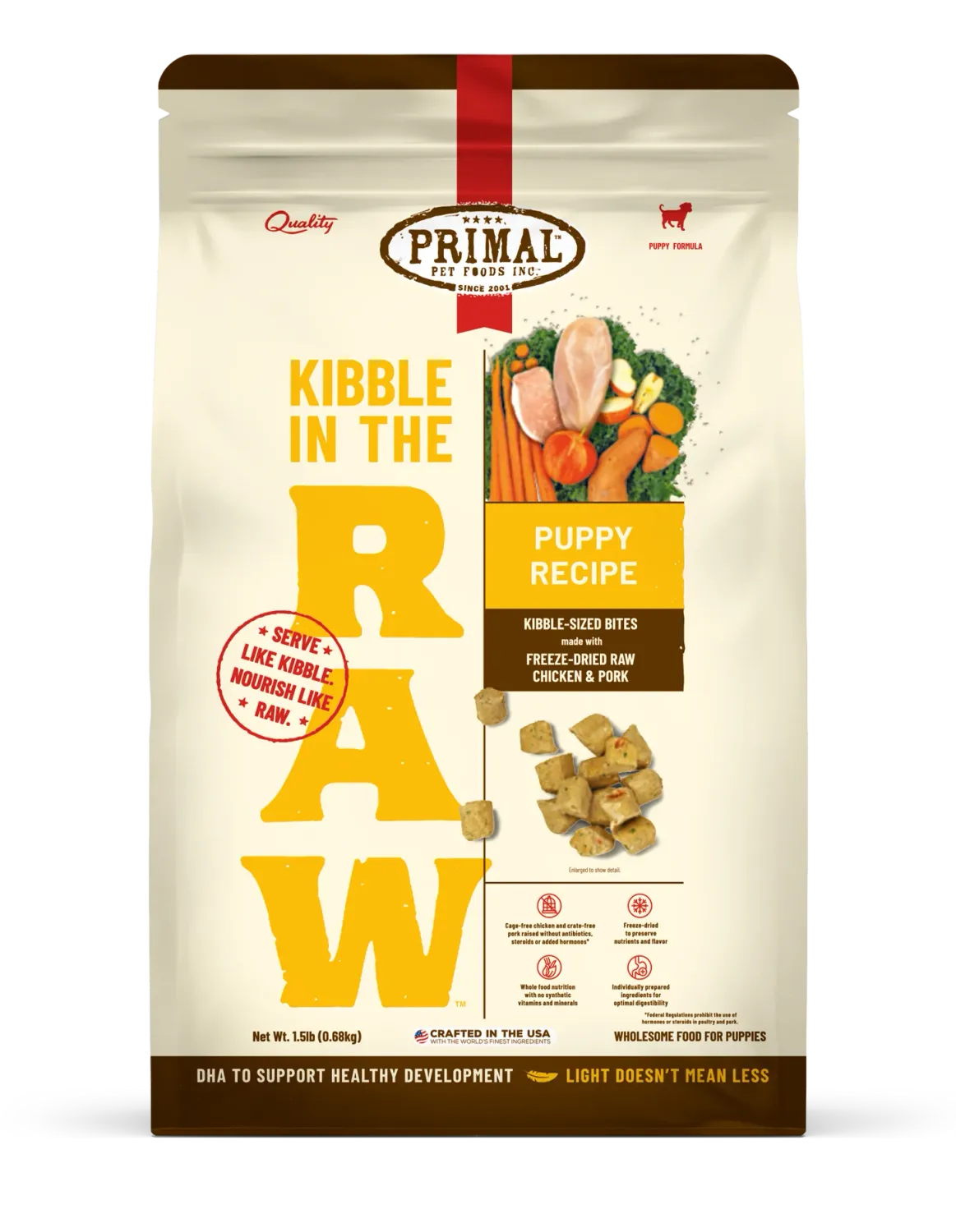PRIMAL  DOG 1.5# IN THE RAW KIBBLE PUPPY